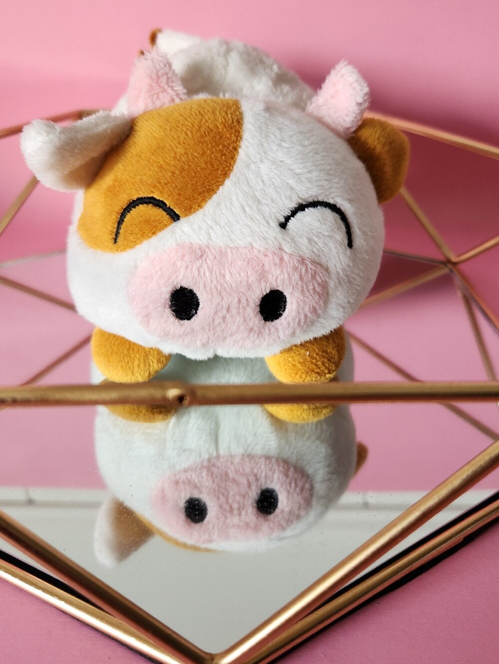 AM.PM love at home Plush Cow  - White Pink and Brown Soft Toy